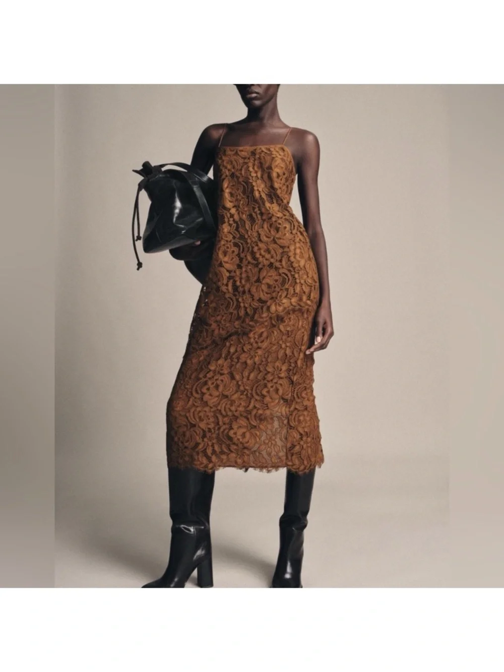 Zara Brown Lace Skirt Set
